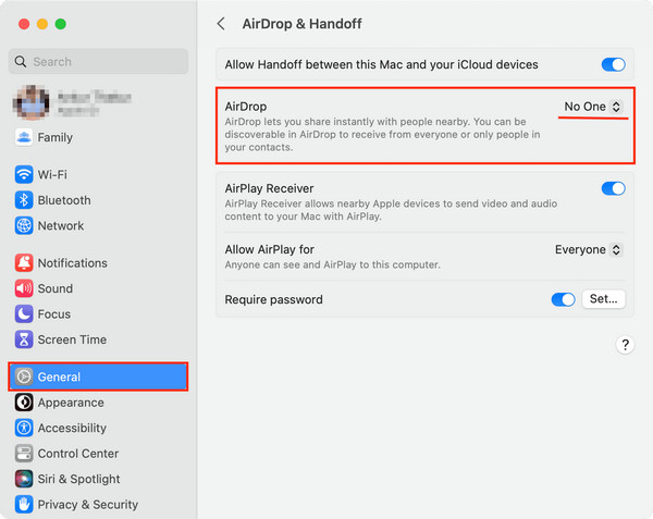 Настройки Общие Aidrop