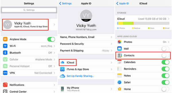 Sincronização de contatos do iCloud