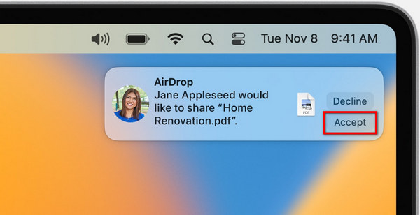 Aceptar archivos de Airdrop