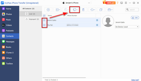 Exportar para o computador