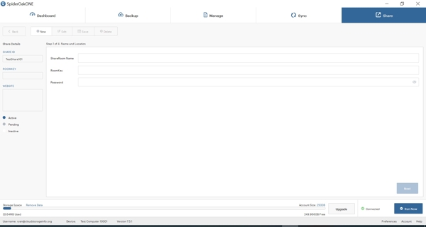 Screenshot van Spideroak
