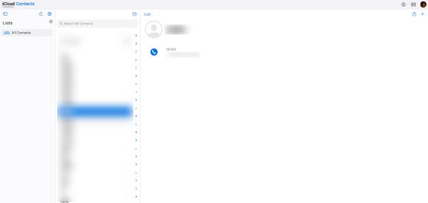 Détails des contacts iCloud