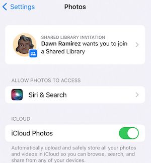 Rejoignez la bibliothèque partagée iCloud