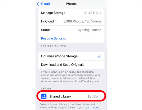 Paramètres de la bibliothèque partagée