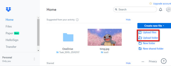 Prenesite datoteke u Dropbox