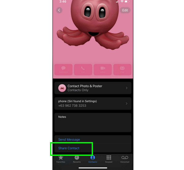 Κοινοποίηση φωτογραφίας επαφής