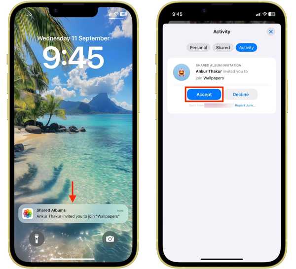 Gedeeld album accepteren