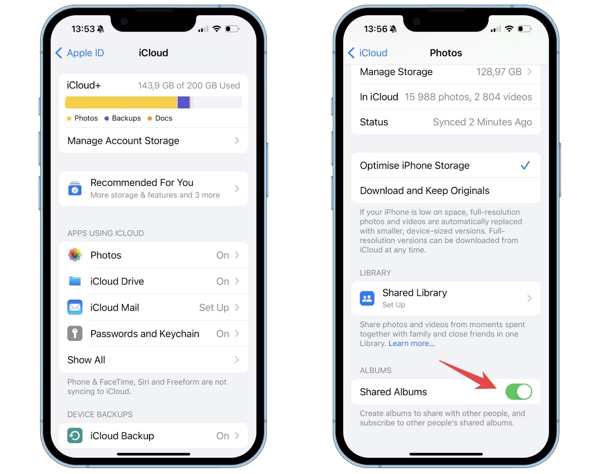 Gedeelde albums uitschakelen