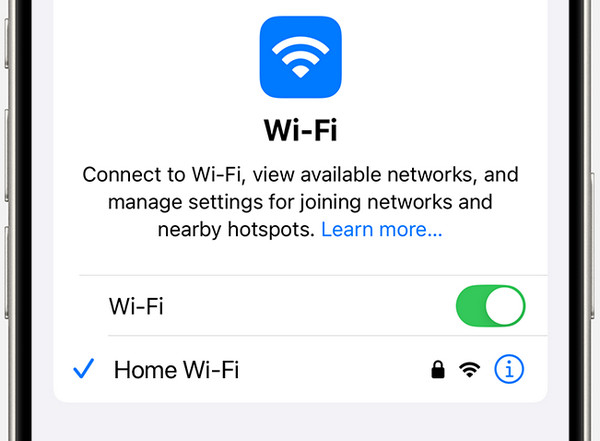 التحقق من شبكة الواي فاي