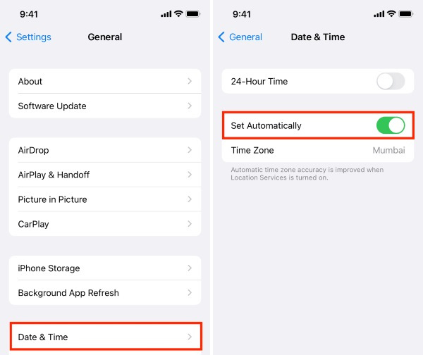 Vérifier la date et l'heure iPhone