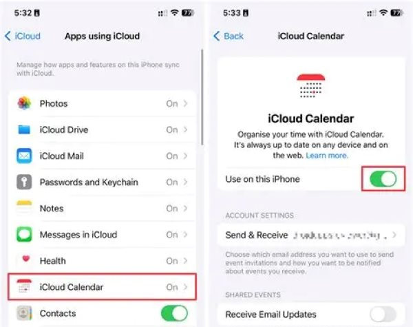 Synchroniser le calendrier via iCloud