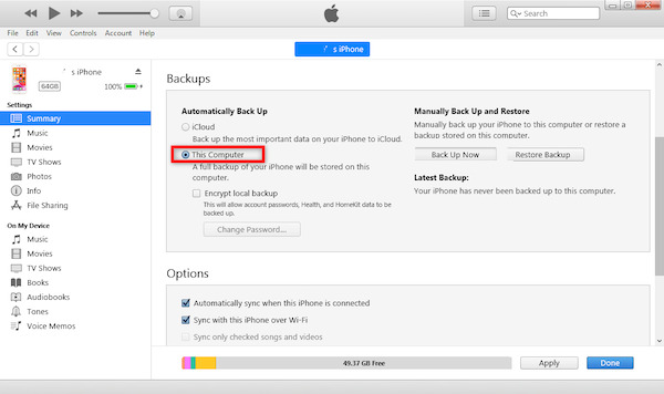 Sincronizar iPhone com o iTunes via USB