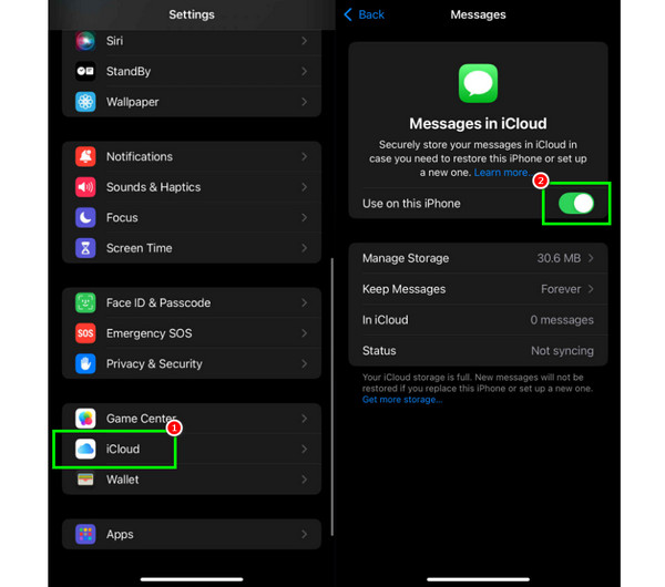 Sincronizar mensagens Ativar mensagens no iCloud