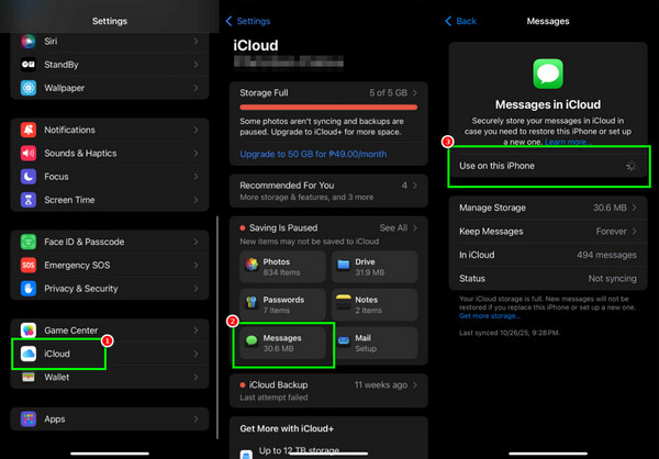 Interromper a sincronização de mensagens