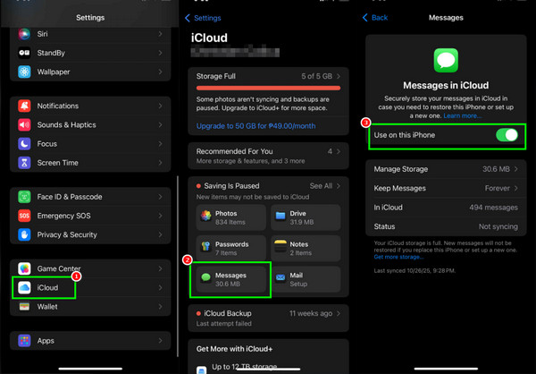 Sincronizar mensagens iPhone iPad iCloud