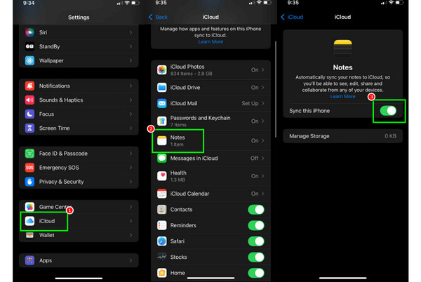 Συγχρονισμός σημειώσεων iPhone σε iPad iCloud