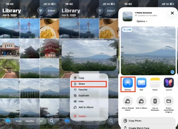 iPhone Airdrop으로 데이터 전송
