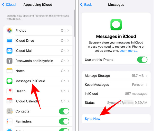 סנכרון הודעות iCloud