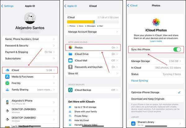 Sincronizza le foto di iCloud