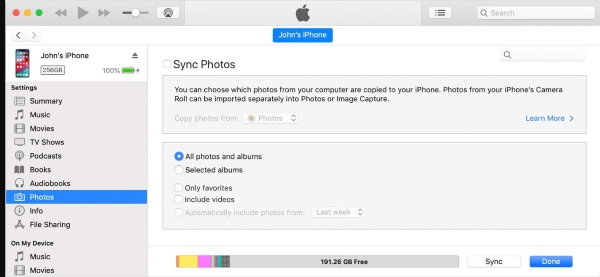 Fotoğrafları iTunes Üzerinden Aktarma