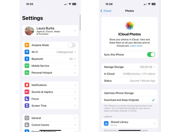 Synkronisera foton iCloud