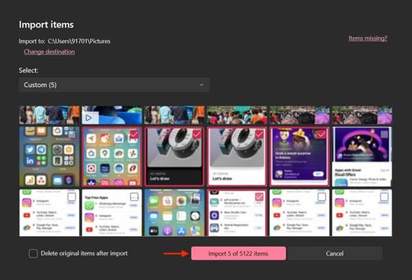 Foto's importeren vanaf pc