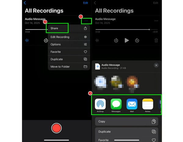 Αποστολή φωνητικών σημειώσεων Λειτουργία κοινής χρήσης iPhone