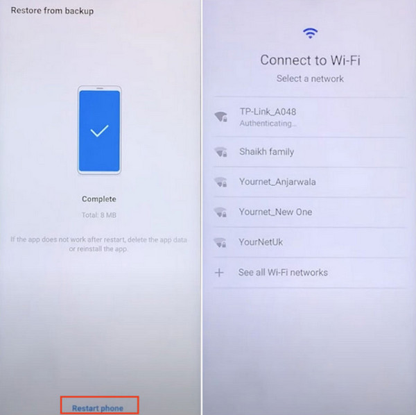 Kliknij przycisk Uruchom ponownie telefon