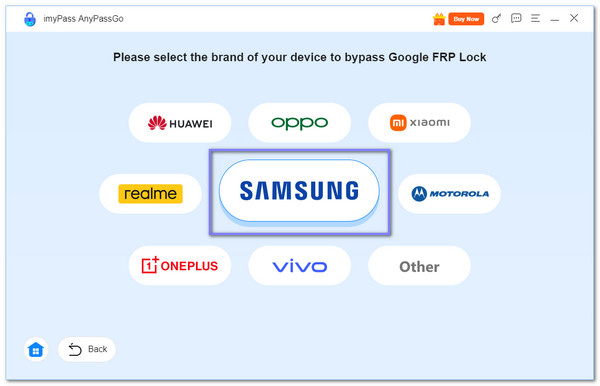 Seleccione Samsung de la lista