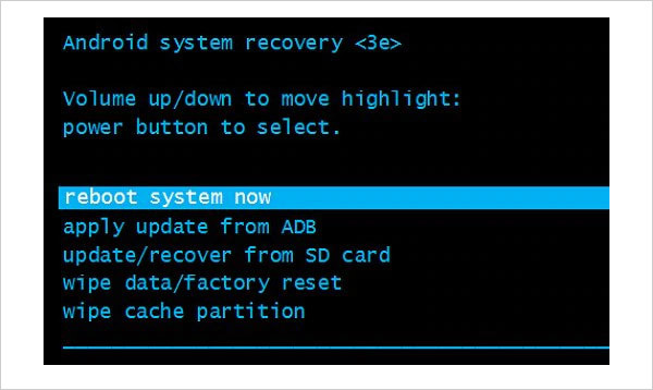 Android सिस्टम रिकवरी स्क्रीन