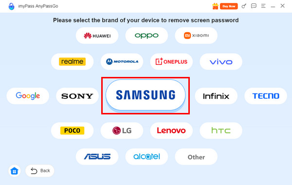 Κάντε κλικ στο κουμπί Samsung