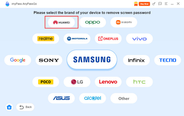 לחץ על כפתור Huawei