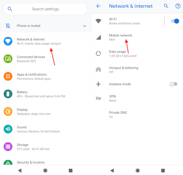 Ρυθμίσεις Android Δίκτυο