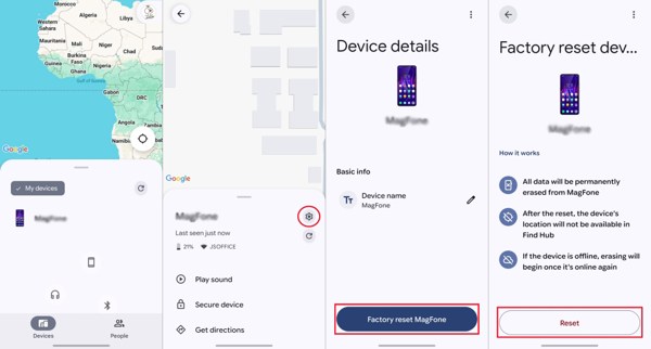 在另一支手機上透過 Google Find Hub 重設 OnePlus 手機