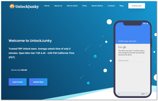 La mejor herramienta para desbloquear FRP en línea de Unlockjunky