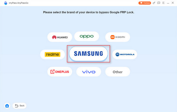 Nhấp vào nút Samsung