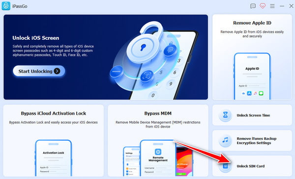 Selectează instrumentul Unlock Sim Card