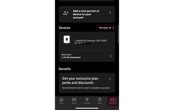 ตรวจสอบคุณสมบัติผ่านแอป T-Mobile