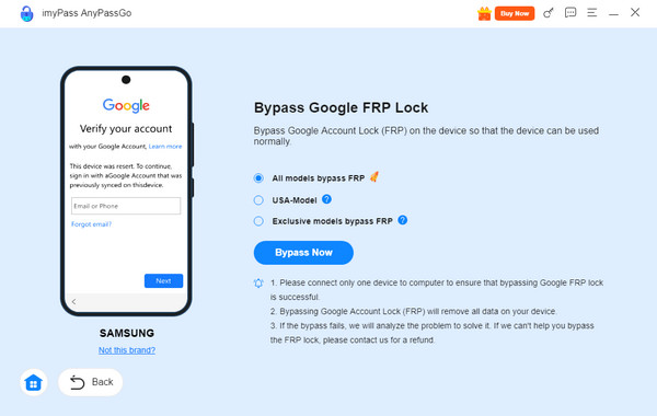 Haga clic en el botón Vypass Now