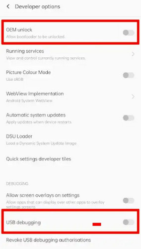 Activează deblocarea OEM (Enable OEM Unlock)
