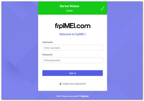 FRPimei oldal, amely azt állítja, hogy megkerüli az FRP-t az Imei segítségével