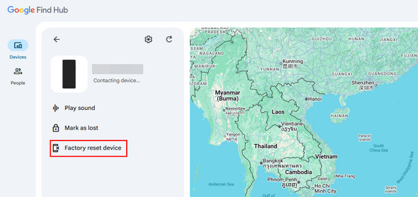 Selecione o botão de redefinição de fábrica do dispositivo
