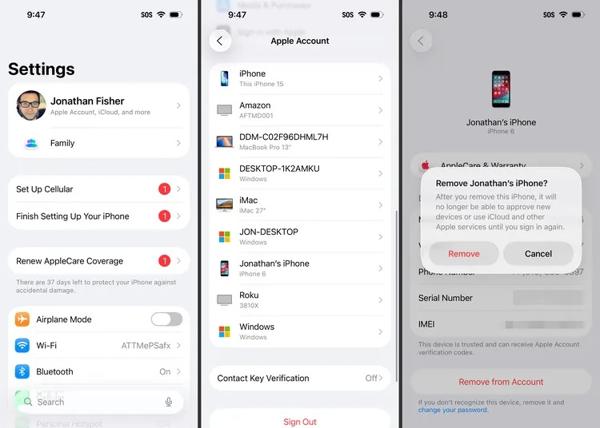 किसी अन्य पर Activation Lock अक्षम करें