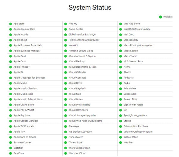 Apple Server Status