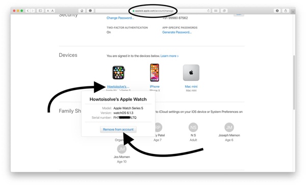 Supprimer le compte Apple Watch