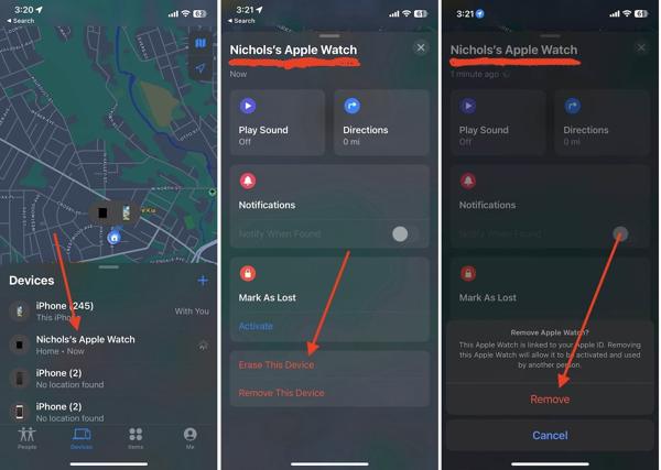 Supprimer l'application Localiser de l'Apple Watch