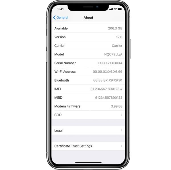 Paramètres IMEI