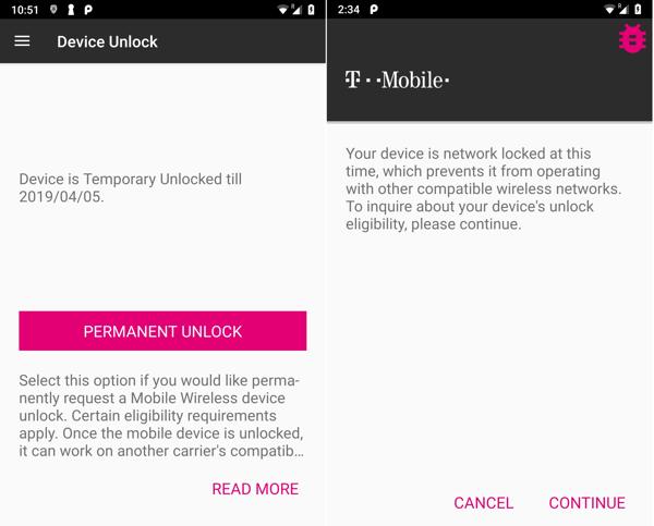 Application de déverrouillage T‑Mobile