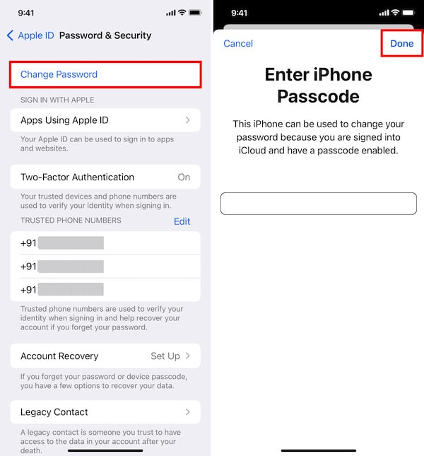 إعادة تعيين كلمة مرور معرف Apple