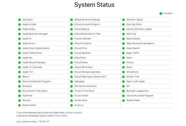 Stare server Apple